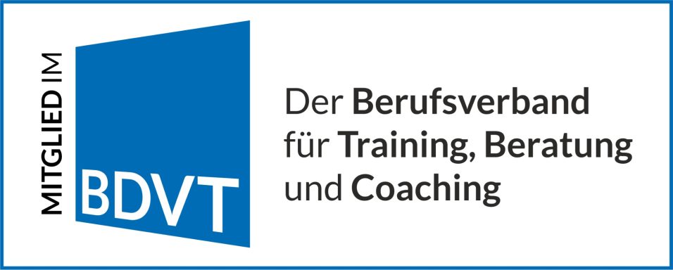 Logo des BDVT: Berufsverband für Training, Beratung und Coaching. Mitgliedschaft angezeigt.